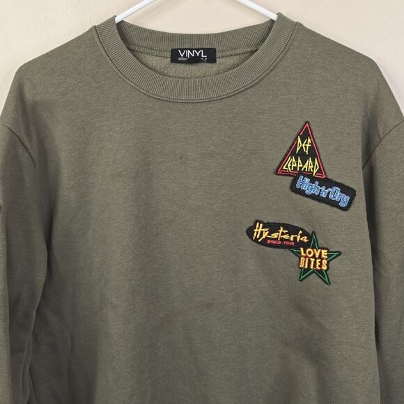Vinyl Icons Def Leppard Patchwork Crewneck Long Sleeve Sweatshirt Medium - Picture 2 of 9